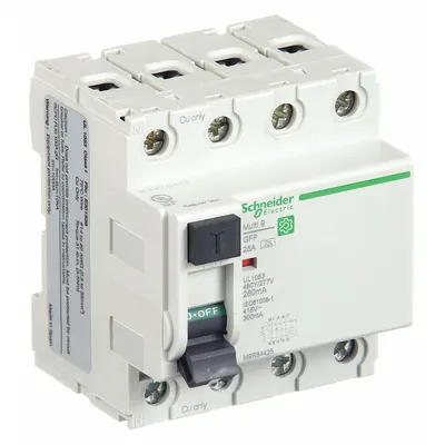 IEC Supplementary Protector: 25 A Amps, 240V AC, 260 mA Rated Residual Current - UL1053 DIN Rail-Mount Ground Fault Protectors