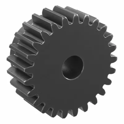 KHK GEARS Spur Gear: Module m 2, 25 Teeth, 12 mm Bore Dia, Black Oxide Coated Carbon Steel - Metric Spur Gears with Standard Hub