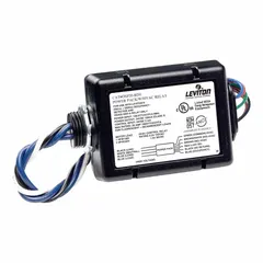 Hard-wired power and relay control unit for fluorescent and incandescent lighting. Converts 347V AC input to 30V DC output. Supports auxiliary power at 120/230/277V AC. Compatible with OSP series.