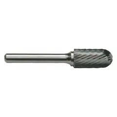This single-cut ball-nosed cylinder bur is designed for material removal, deburring, and shaping in metalworking applications. The ball-nose geometry enables contouring and finishing of curved surfaces. Suitable for use on ferrous and non-ferrous metals.