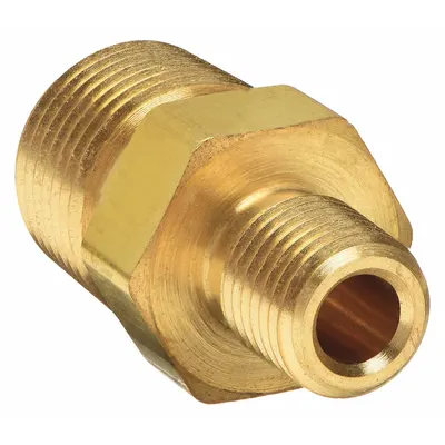 PARKER Metal Pipe Straight: Hex Nipple, Brass, 1/2 in x 3/8 in, 3,900 psi - Threaded Extreme-Pressure Instrumentation Pipe Fittings