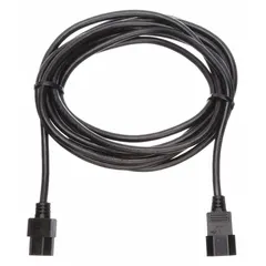 This electronic equipment power cord features a C14 plug and C13 receptacle, rated for 13 A. The 15 ft length and PVC jacket provide flexibility for connecting devices in server racks or industrial setups. Suitable for applications requiring a standard C14 to C13 power connection.