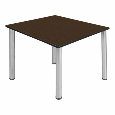 KEE Cafe/Breakroom Table: Laminate, Walnut, 29 in Overall Ht - Max, 48 in Overall Wd - Cafe & Breakroom Tables