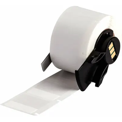 BRADY Wraparound Label: 1 in x 1 in, 1 in, Self-Extinguishing Vinyl, White (Matte) - Brady Precut Label Rolls