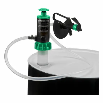GOATTHROAT PUMPS Air Drum Pump: Pump w/ Discharge Hose & Nozzle, 4.5 gpm Max. Flow Rate - Air & Hand-Operated Piston Drum Pumps