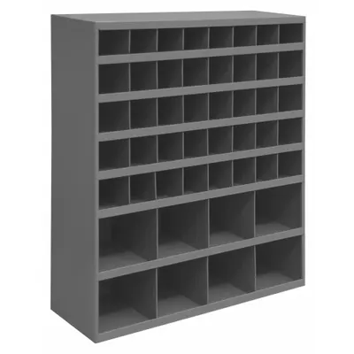 DURHAM MFG Pigeonhole Bin Unit: 34 in x 12 in x 42 in, 48 Compartments, 12 in, Gray - Lipped Fixed-Size Compartmented Shelving