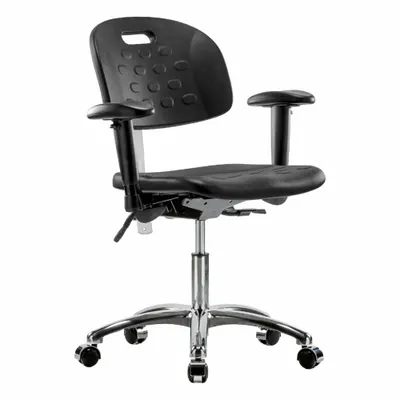 OEM Cleanroom Chair: Polyurethane, Arms Included, Ht Range 17 3/4 in to 23 in - Polyurethane Cleanroom Chairs