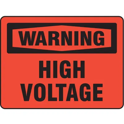 BRADY Label: Polyester, Adhesive Sign Mounting, 3 1/2 in x 5 in Nominal Sign Size - Warning: High Voltage Signs
