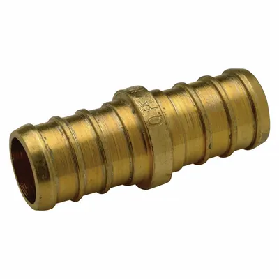ZURN Barbed Fitting Coupling: 3/8 in ID x 3/8 in Pipe Size, Barbed x Barbed - Crimp-On Brass Barbed Tube Fittings