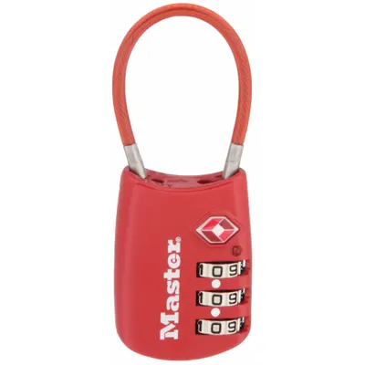 MASTER LOCK Combination Padlock: Scrolling Combo, Red, Zinc Die-Cast, Std Shackle - TSA Approved Luggage Combination Padlocks