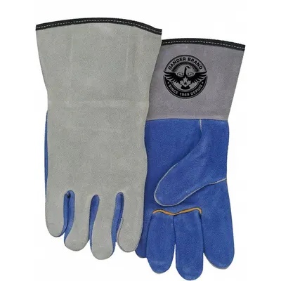 BDG Welding Gloves: Straight Thumb, Gauntlet Cuff, Premium, Gray Cowhide, One Size Glove Size - Stick Welding Gloves with Cowhide Leather Palm