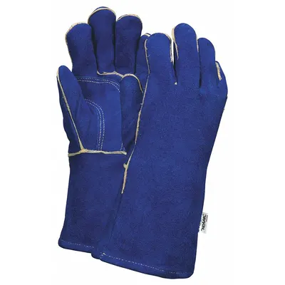 MCR SAFETY Welding Gloves,Stick,XL/10,PK12: Wing Thumb, Gauntlet Cuff, Premium, Blue Cowhide - Stick Welding Gloves with Cowhide Leather Palm