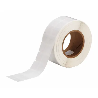 BRADY Wraparound Label: 1 in x 1 in, Vinyl, White (Matte) - Brady Precut Label Roll Cartridges