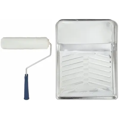 WOOSTER Paint Roller Kit: 5 Wire Cage Roller Frame, 9 in Roller Lg, 3/8 in Nap Size - Roller & Tray Kits