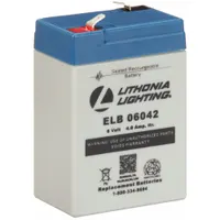 Battery: Sealed Lead Acid, 6 V Volt, 4.5 Ah Battery Capacity, 4 1/4 in Overall Ht, 2 in Overall Dp (MPN ELB 06042)