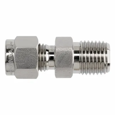 BRENNAN INDUSTRIES Compression Fitting Straight: 5/16 in OD x 1/4 in Pipe Fitting - Clean & Bagged Single-Ferrule Stainless Steel Fittings