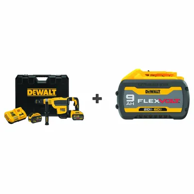DEWALT Cordless Rotary Hammer Kit,60V,Battery: D-Handle, 20V DC, SDS-Max, 4 in max - DEWALT Cordless Rotary Hammers