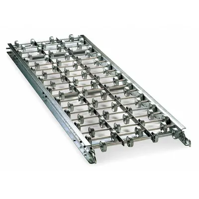 ASHLAND CONVEYOR Skate Wheel Conveyor: Light-Duty, Aluminum, 10 in Between Frame Wd, 12 in Overall Wd - Lightweight Light-Duty Rigid-Frame Skate Wheel Conveyors