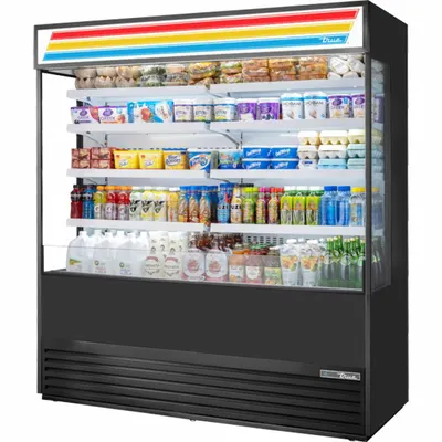 TRUE REFRIGERATION Refrigerated Merchandiser: 78 1/2 in x 72 in x 29 7/8 in, Black - Open Refrigerator Merchandisers