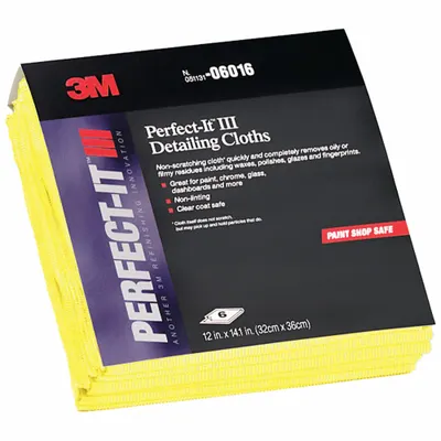 3M Detailing Cloth: Detailing Cloth, Nylon/Polyester, Yellow, 2 Thick - Vehicle Wash & Drying Pads & Chamois