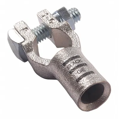 WESTWARD Battery Terminal: Straight, Crimp, 1/0 ga, Black Color, Positive, Copper - Straight Alignment