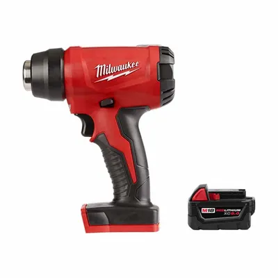 MILWAUKEE Heat Gun Kit: 18V DC, 5.0 Ah, 0°F to 875°F, 6 cfm Max Air Flow - Milwaukee Cordless Heat Guns