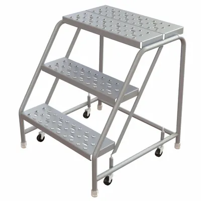 BALLYMORE Step Stool: 2.5 ft Overall Ht, 350 lb Load Cap, 3 Steps, Aluminum - Rolling Step Stools