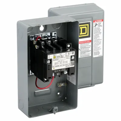 SQUARE D NEMA Magnetic Contactor: Non-Reversing, 3 Poles, NEMA Size 0, 18 A - Enclosed Non-Reversing NEMA Contactors