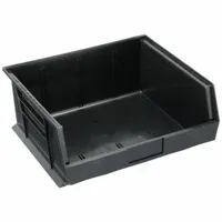QUANTUM STORAGE SYSTEMS Hang and Stack Bin: 16 1/2 in x 14 3/4 in x 7 in, Black, 75 lb Load Capacity (MPN QUS250BR)