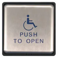 BEA Exit Push Button: 4 3/4 in Ht, 1 in Dp, 4 3/4 in Wd, ADA Compliant, Plastic/Stainless Steel (MPN 10EMS4751)