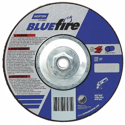 NORTON Cut-Off & Grinding Wheel: Type 27, 4 1/2" x 1/8" x 5/8"-11, Zirconia Alumina - High-Performance Contaminant-Free Combination Wheels for Stainless Steel