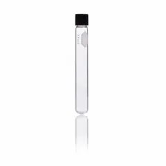 This KIMBLE culture tube is made of colorless glass with a round bottom and a 25 mm body diameter, 150 mm overall height. It includes a phenolic closure and is not graduated. Suitable for culturing microorganisms, mixing, storing, or incubating liquid or semi-solid media in laboratory settings.
