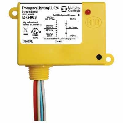 RIB ESR2402B Enclosed Pre-Wired Relay, 20 A, SPDT, 0.50 in NPT - Emergency Lighting Bypass/Shunt Relays