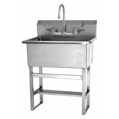 SANI-LAV Scrub Sink: 45 1/2 in Overall Ht, 22 in Bowl Lg, 10 1/2 in Bowl Dp - One-Station Freestanding Hand Sinks with Faucets