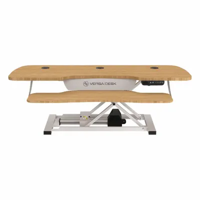 VERSADESK Standing Desk Converter: Electronic, Bamboo, Wood, 40 in Overall Wd - Electronic Standing Desk Converters