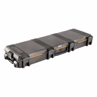 This lightweight long case is constructed of plastic with a solid black finish and weighs 24.95 lb. It features six push button latches and two wheels for easy transport. Suitable for storing and protecting long or narrow items in material handling and storage applications