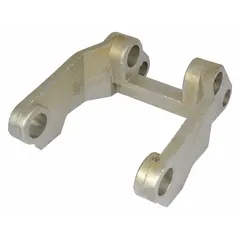 Steel wheel frame replacement part for pallet jacks. Supports load wheels to enable smooth movement in material handling operations such as warehouses and distribution centers.