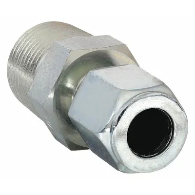 PARKER Compression Fitting Adapter: 1/4 in OD x 1/4 in Pipe Size - Flareless Bite-Type Steel Compression Fittings