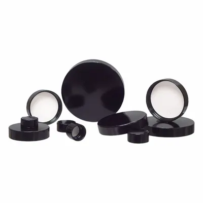 QORPAK Lab Bottle Caps: 83 mm Dia, Black, Phenolic, Pulp/Vinyl, 300 Closures Included - Screw On Caps