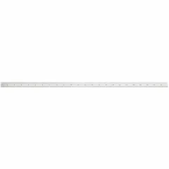 Flexible steel ruler, 2 ft length, 0.02 in thickness, with chrome finish and black etched markings. Graduated in 1/100 in (decimal) and 1/64 in scales. Suitable for linear measurement, layout work, and measuring curved surfaces in industrial settings.