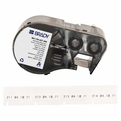BRADY M4-135-427-AW Vinyl White Matte Wraparound Label for Wire 0.16-0.32 in - Brady Precut Label Roll Cartridges