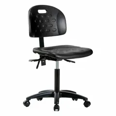 Polyurethane Lab Chair, Armless, Height Range 19 3/4 in to 27 1/2 in, 18 in Seat Width, 5 Casters
