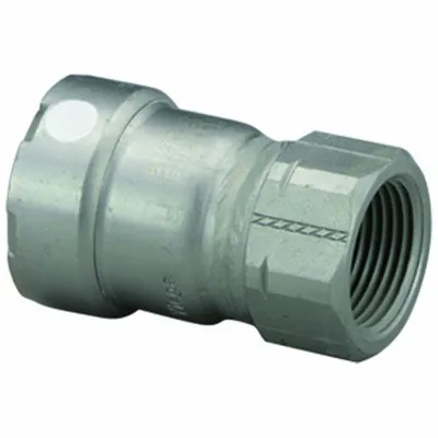 VIEGA MEGAPRESS Crimp Adapter Fitting: 1 1/2 in Pipe x 1 1/4 in Pipe Size, Press-fit x FNPT - Steel Press Pipe Fittings