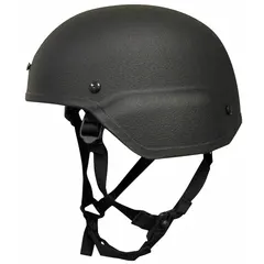 This Level IIIA high cut helmet is constructed from aramid with a black finish. It features a 3/4 in pad thickness for impact absorption. Suitable for tactical operations requiring ballistic protection.