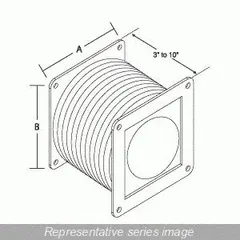 Wireway Flexible Fitting: 6 in Wd, 6 in Ht, 304 Stainless Steel, 3 in to 10 in (MPN 1487DFFSS). Key specifications — Brand: HAMMOND MANUFACTURING; Material: 304 Stainless Steel.