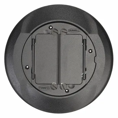 HUBBELL WIRING DEVICE-KELLEMS Floor Box Cover and Carpet Flange: Round, Black, Cast Aluminum - Aluminum Electrical Floor Box Covers
