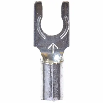 3M Fork Terminals: Bare, #6 Stud Size, 16 AWG – 14 AWG Wire Range, Locking Fork - Non-Insulated Fork Terminals