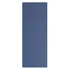 Steel bathroom partition panel with a smooth semi-gloss royal blue finish and honeycomb inner core. Measures 58 inches high, 22 inches wide, and 1 inch thick. Used to construct privacy partitions in commercial restroom facilities.