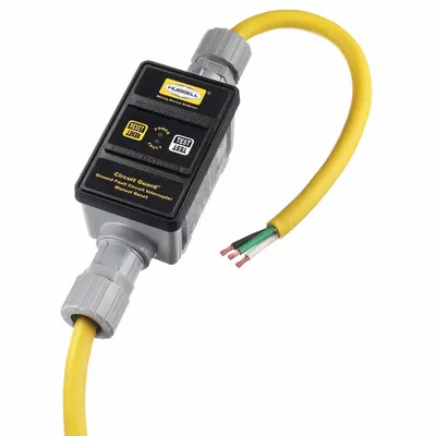 HUBBELL WIRING DEVICE-KELLEMS GFCI: Manual Reset, 6 ft Lg, 10/4, Bare Wire Plug - Inline GFCI Cords
