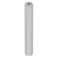 Aluminum hex standoff with female threads on both ends, plain finish, 2-inch overall length. Used to create fixed spacing between panels or components in electronic enclosures, control cabinets, and industrial assemblies. Hex shape allows wrench tightening. Supplied in a 10-pack